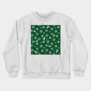 Christmas Reindeers Snowflakes Green Crewneck Sweatshirt